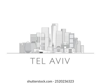 Ilustración vectorial de paisaje urbano Skyline de Tel Aviv