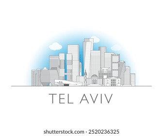 Ilustração do vetor da paisagem urbana da Skyline de Tel Aviv