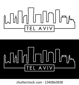 Tel Aviv skyline. Linear style. Editable vector file.