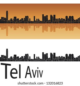 Línea vertical Tel Aviv en color naranja en un archivo vectorial editable