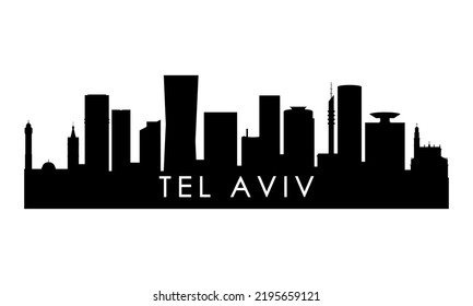 Tel Aviv skyline silhouette. Black Tel Aviv city design isolated on white background. 