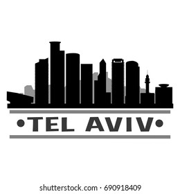 Tel Aviv Skyline Silhouette City Vector Design Art