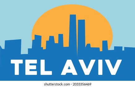 Tel Aviv Skyline bei Sonnenuntergang. Tel Aviv, Israel 