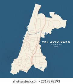 Tel Aviv - Yafo map vector poster flyer