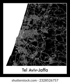 Tel Aviv-Jaffa Israel Asia City map black white vector illustration