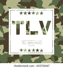 Tel Aviv-Yafo, Israel camouflage typography. T-shirt graphics. Vector