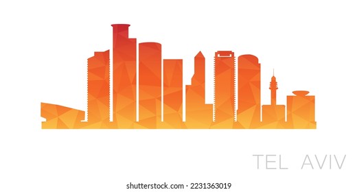 Tel Aviv-Yafo, Israel Low Poly Skyline Clip Art City Design. Geometric Polygon Graphic Horizon Icon. Vector Illustration Symbol.