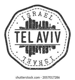 Tel Aviv-Yafo, Israel Stamp Skyline Postmark. Silhouette Postal Passport. City Round Vector Icon. Vintage Postage Design.