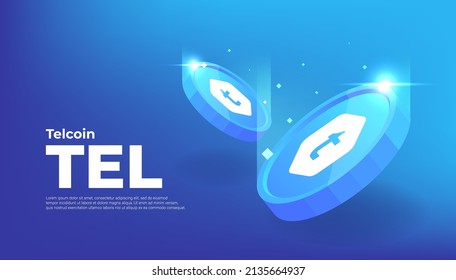 Tel coin cryptocurrency concept banner background.