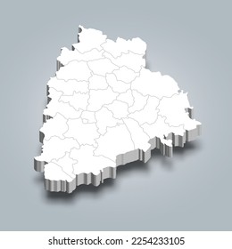 Telangana 3d district map is a state of India