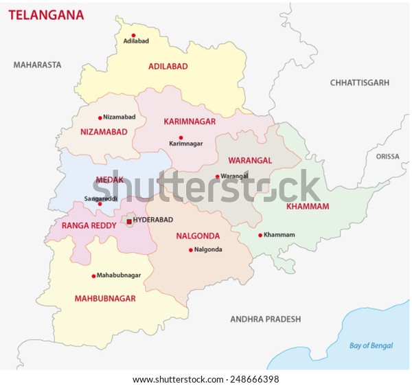 Telangana District Map Stock Vector (Royalty Free) 248666398