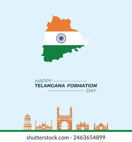 

Telangana Formation Day. 2 June. Holiday concept. Template for background with banner, poster and card. Vector illustration.