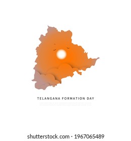 Telangana Formation day vector illustration with Telangana map.