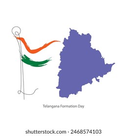 Telangana Formation Day vector, illustration. 2nd June. Indian State Telangana.