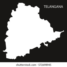 Telangana India Map black inverted silhouette
