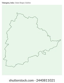 Telangana, India. Simple vector map. State shape. Outline style. Border of Telangana. Vector illustration.