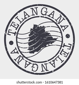 Telangana India Stamp Postal. Map Silhouette Seal. Passport Round Design. Vector Icon. Design Retro Travel.