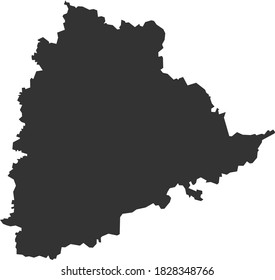 Mapa del estado indio de Telangana. Fondo gris oscuro. Conceptos empresariales y antecedentes geográficos.