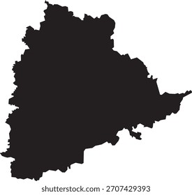 Telangana Map Silhouette Isolated State of India