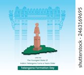 Telangana state formation day greetings Telangana formation day vector illustration Telangana state symbol
