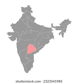 Telangana State Map, Verwaltungsabteilung von Indien. Vektorgrafik.