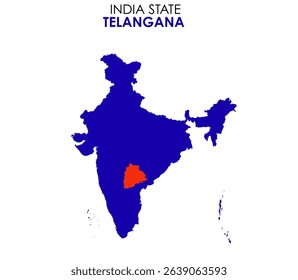 Telangana state map of India. Telangana map vector illustration. Telangana vector map on white background.