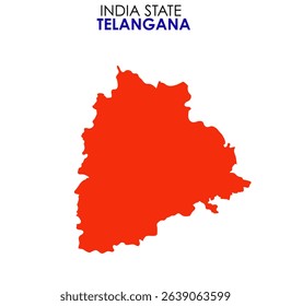 Telangana state map of India. Telangana map vector illustration. Telangana vector map on white background.