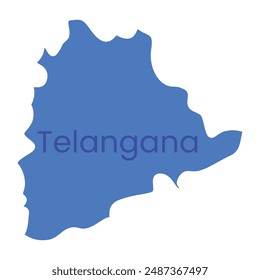 Telangana State Map Vector Icon. India Telangana Province State icon. Telangana Map