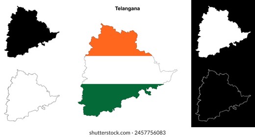 Telangana State Outline Map Set