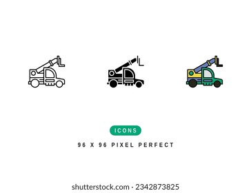 Tele Handler Icon. Construction Truck Vehicle Symbol Stock Illustration. Vector Line Icons For UI Web Design And Presentation