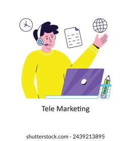 Tele Marketing flat style design vector stock illustrations.