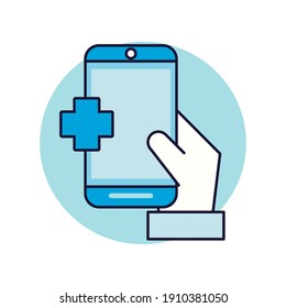 tele medicine application in smartphone device vector illustration design