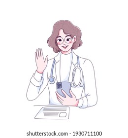 Tele medicine doctor concept design of vector. Cartoon illustration style.