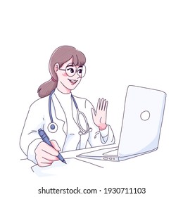 Tele medicine doctor concept design of vector. Cartoon illustration style.