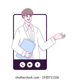 Tele medicine doctor concept design of vector. Cartoon illustration style.