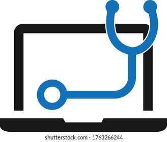 tele medicine icon with laptop vector illustration