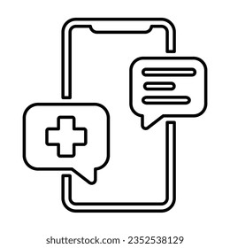 Tele Medicine Icon In Outline Style