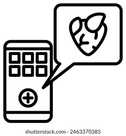 Telecardiology App icon line vector illustration