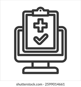 Telecare System Outline Icon Vector Illustration