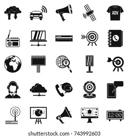 Telecasting icons set. Simple set of 25 telecasting vector icons for web isolated on white background