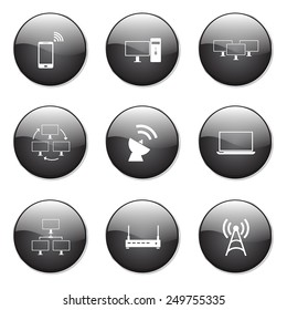Telecom Communication Black Vector Button Icon Design Set 2