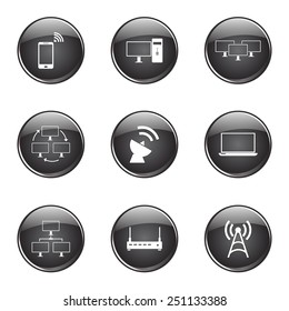 Telecom Communication Black Vector Button Icon Design Set 2