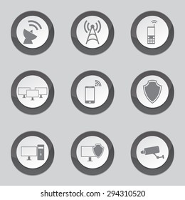 Telecom Communication Black Vector Button Icon Design Set