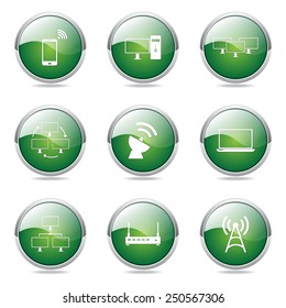 Telecom Communication Green Vector Button Icon Design Set 2