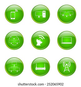 Telecom Communication Green Vector Button Icon Design Set 2