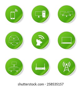 Telecom Communication Green Vector Button Icon Design Set 2