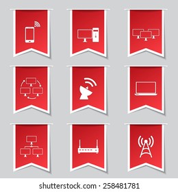 Telecom Communication Label Vector Red Icon Design Set 2