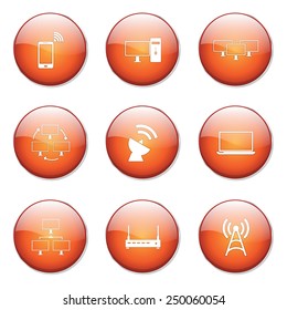 Telecom Communication Orange Vector Button Icon Design Set 2