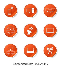 Telecom Communication Orange Vector Button Icon Design Set 2