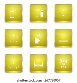 Telecom Communication Square Vector Yellow Icon Design Set 2